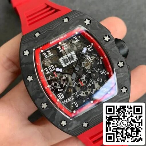 Richard Mille RM-011 1:1 Best Edition KV Factory V2 Black Forged Carbon Case — изображение 7