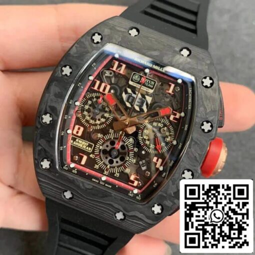 Richard Mille RM-011 1:1 Best Edition KV Factory V2 Forged Carbon Black Strap — изображение 6