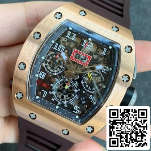 Richard Mille RM011 1:1 Best Edition KV Factory Brown Rubber Strap - Image 6