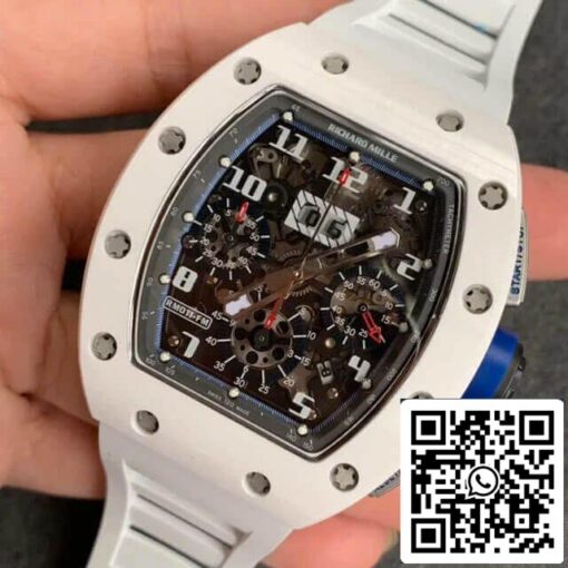 Richard Mille RM-011 1:1 Best Edition KV Factory Ceramic White Rubber Strap — изображение 6