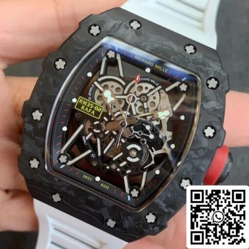 Richard Mille RM35-02 1:1 Best Edition KV Factory V3 Carbon Fiber White Strap - Image 7