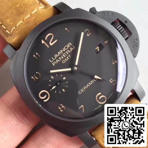 Panerai Luminor PAM441 VS Factory Ceramic Case 1:1 Best Edition Swiss ETA P9001 Brown Leather Strap - Image 7