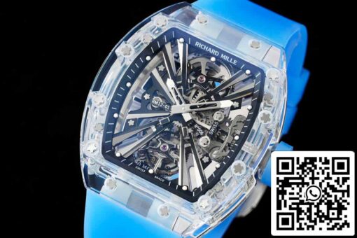 Richard Mille RM12-01 1:1 Best Edition RM Factory Tourbillon Transparent Version Blue Strap - Image 8