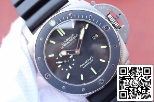 Panerai Luminor Submersible PAM389 VS factory 1:1 Best Edition Swiss ETA P9000 Black Rubber Strap - Image 8