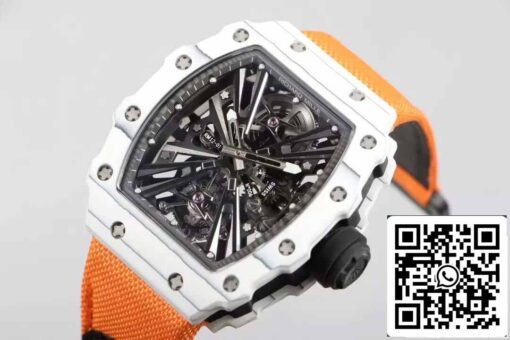 Richard Mille RM12-01 Tourbillon 1:1 Best Edition RM Factory Carbon Fiber Case Orange Strap - Image 7