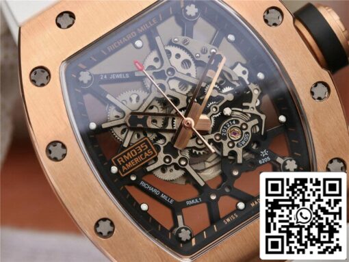 Richard Mille RM035 Americas KV Factory 1:1 Best Edition Rose Gold White Strap - Image 8