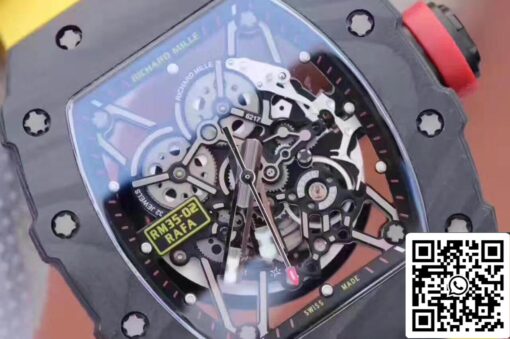 Richard Mille RM35-02 KV Factory 1:1 Best Edition Swiss ETA8215 Yellow Rubber Strap - Image 6