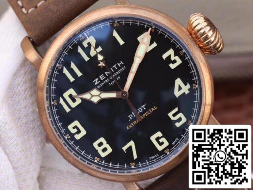 Zenith Pilot Type 20 Extra XF Factory Mechanical Watches 1:1 Best Edition Swiss ETA2824-2 Black Dial - Image 6