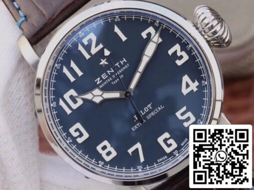 Zenith Pilot Type 20 Extra Special XF Factory 1:1 Best Edition Swiss ETA2824 Superlumed blue dial and hands - Image 6