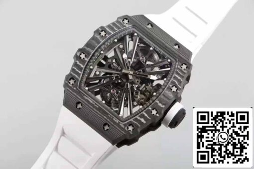 Richard Mille RM12-01 Tourbillon 1:1 Best Edition RM Factory Carbon Fiber White Strap - Image 7