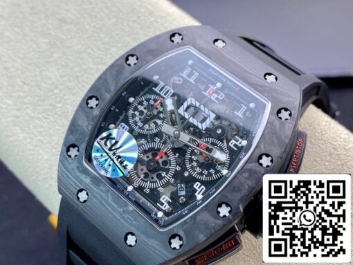 Richard Mille RM011 1:1 Best Edition KV Factory Carbon Fiber Black Rubber Strap - 이미지 8