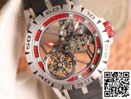 Roger Dubuis Excalibur Spidr (king series) RDDBEX0622 Tourbillon JB Factory 1:1 Best Edition red skeleton dial Swiss RD505SQ - Image 7