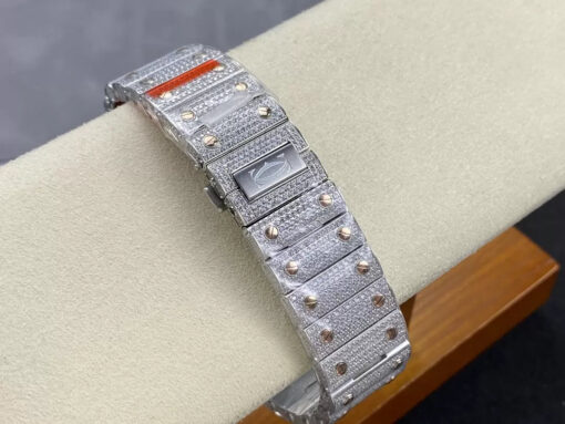 Santos De Cartier Diamond Watches White Dial 1:1 Best Edition AMG Factory Swarovski Stone - Image 3