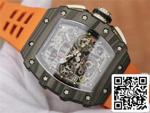 Richard Mille RM11-03 1:1 Best Edition KV Factory Carbon Fiber Orange Strap - Image 4