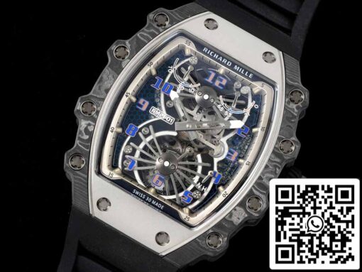 Richard Mille RM21-01 1:1 Best Edition RM Factory Tourbillon Skeleton Dial Black Strap - Image 7