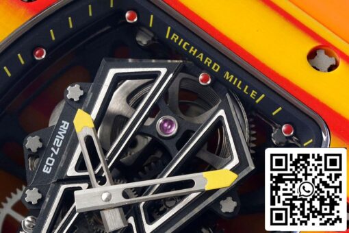 Richard Mille RM27-03 Rafael Nadal Tourbillon 1:1 Best Edition RM Factory Yellow Rubber Strap - Image 7