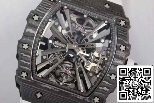 Richard Mille RM12-01 Tourbillon 1:1 Best Edition RM Factory Carbon Fiber White Strap - Image 4