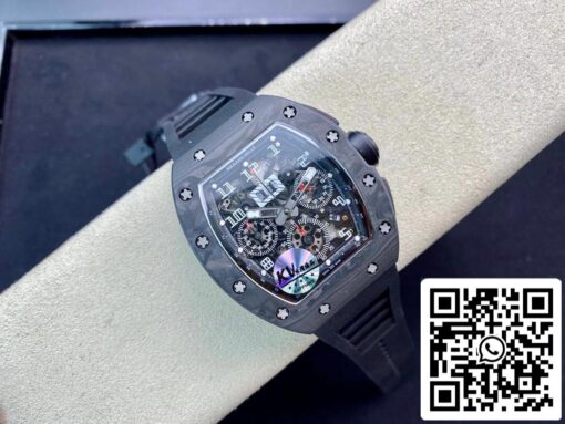 Richard Mille RM011 1:1 Best Edition KV Factory Carbon Fiber Black Rubber Strap - 이미지 6