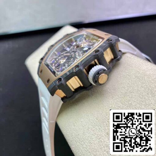 Richard Mille RM21-01 1:1 Best Edition RM Factory Tourbillon Skeleton Dial White Strap - Image 6