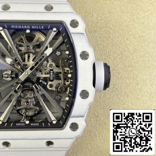 Richard Mille RM12-01 Tourbillon 1:1 Best Edition RM Factory White Rubber Strap - Image 5