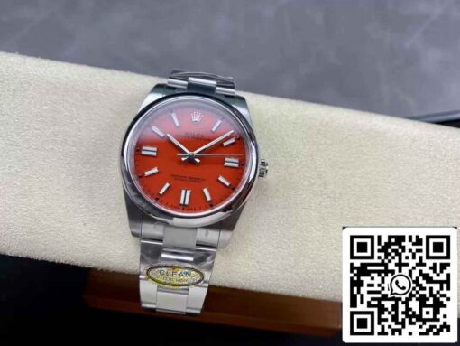 Rolex Oyster Perpetual M124300-0007 41MM 1:1 Best Edition Clean Factory Coral Red Dial - Image 5