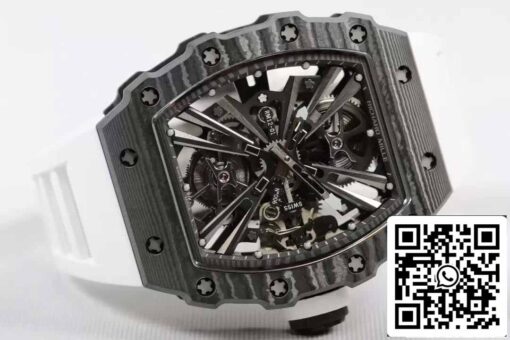 Richard Mille RM12-01 Tourbillon 1:1 Best Edition RM Factory Carbon Fiber White Strap - Image 6