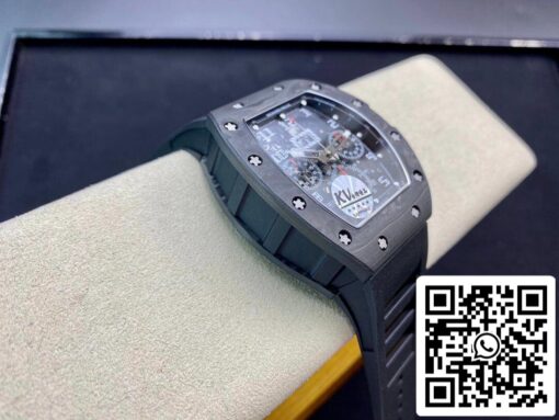 Richard Mille RM011 1:1 Best Edition KV Factory Carbon Fiber Black Rubber Strap - 이미지 7