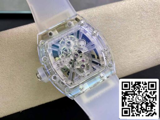 Richard Mille RM12-01 1:1 Best Edition RM Factory Tourbillon Transparent Version White Strap - Image 4