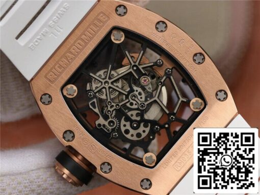 Richard Mille RM035 Americas KV Factory 1:1 Best Edition Rose Gold White Strap - Image 5