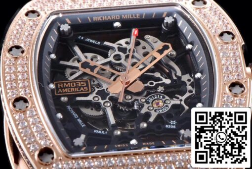 Richard Mille RM035 Americas 1:1 Best Edition KV Factory Rose Gold Diamond Case – Bild 4