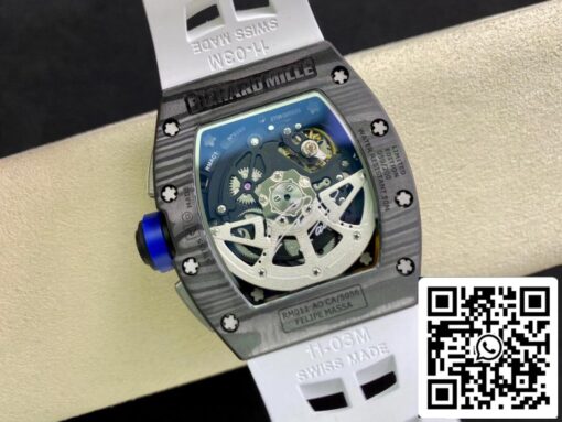 Richard Mille RM011 1:1 Best Edition KV Factory Carbon Fiber White Strap - Image 4