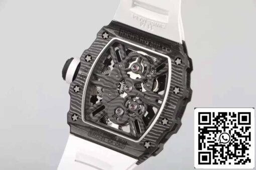 Richard Mille RM12-01 Tourbillon 1:1 Best Edition RM Factory Carbon Fiber White Strap - Image 5