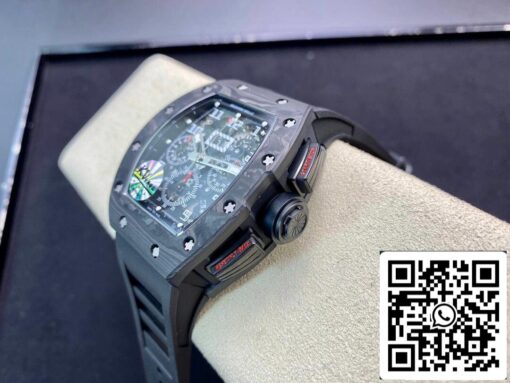 Richard Mille RM011 1:1 Best Edition KV Factory Carbon Fiber Black Rubber Strap - 이미지 5