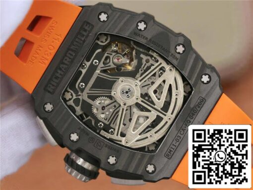 Richard Mille RM11-03 1:1 Best Edition KV Factory Carbon Fiber Orange Strap - Image 7