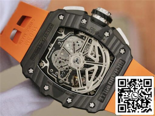 Richard Mille RM11-03 1:1 Best Edition KV Factory Carbon Fiber Orange Strap - Image 8