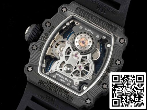 Richard Mille RM21-01 1:1 Best Edition RM Factory Tourbillon Skeleton Dial Black Strap - Image 3