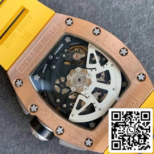 Richard Mille RM011 1:1 Best Edition KV Factory Rose Gold Rubber Strap - 이미지 4