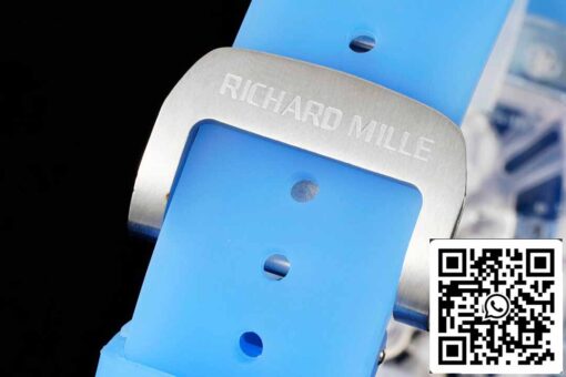 Richard Mille RM12-01 1:1 Best Edition RM Factory Tourbillon Transparent Version Blue Strap - Image 3