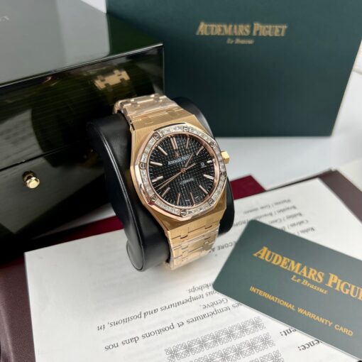 Audemars Piguet Royal Oak 15400OR custom Moissanite baguette and 18k rose gold EU Watch Store