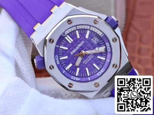 Audemars Piguet Royal Oak Offshore Diver 15710ST.OO.A077CA.01 1:1 Best Edition Swiss ETA3120 Superlumed Purple textured dial EU Watch Store