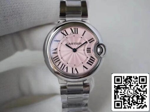 Ballon Bleu De Cartier 33 mm V6 Factory 1:1 Best Edition Swiss ETA076 Pink Dial US Replica Watch