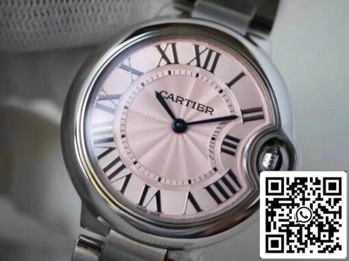 Ballon Bleu De Cartier 33 mm V6 Factory 1:1 Best Edition Swiss ETA076 Pink Dial US Replica Watch