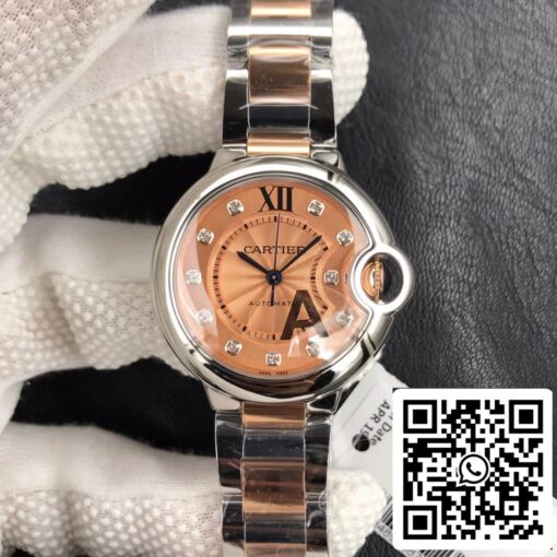 Ballon Bleu De Cartier 33MM 1:1 Best Edition V6 Factory Rose Gold Dial US Replica Watch