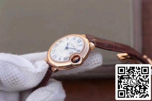 Ballon Bleu De Cartier 33mm Rosegold 1:1 Best Edition Brown Leather Strap Swiss ETA 2671 US Replica Watch