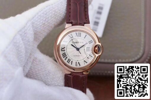 Ballon Bleu De Cartier 33mm Rosegold 1:1 Best Edition Brown Leather Strap Swiss ETA 2671 US Replica Watch