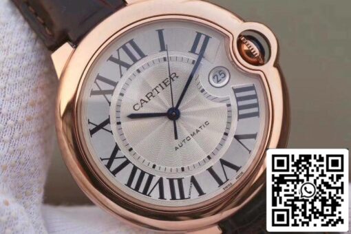 Ballon Bleu De Cartier 42 WGBB0017 V9 Factory 1:1 Best Edition Swiss ETA2824-2 Rosegold Wrapped Silver Dial US Replica Watch