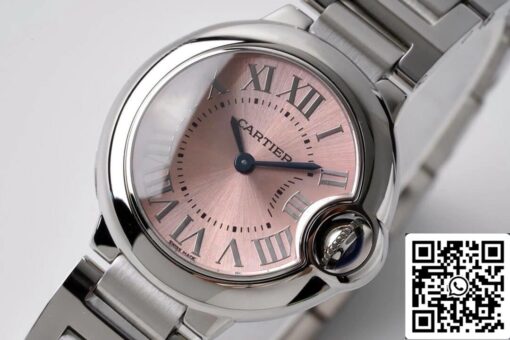 Ballon Bleu De Cartier Quartz 28MM W6920038 1:1 Best Edition AF Factory Pink Dial US Replica Watch