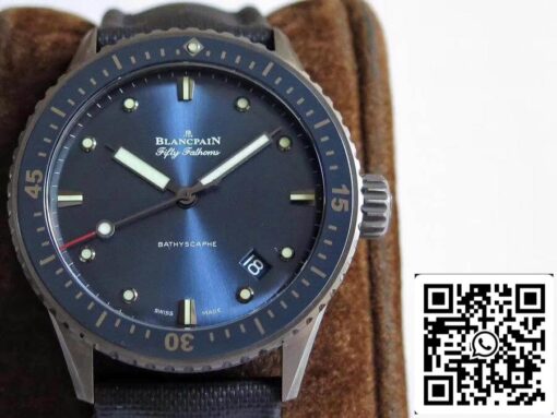 Blancpain Fifty Fathoms Bathyscaphe 5000-0240-O52A ZF Factory Men Watches 1:1 Best Edition Swiss ETA1315 Blue Sunburst Dial US Replica Watch