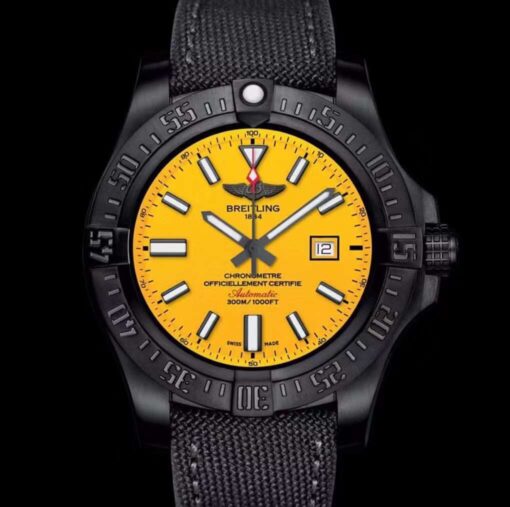 Breitling Avenger Blackbird 44 Yellow Dial  Swiss Original Movement US Replica Watch