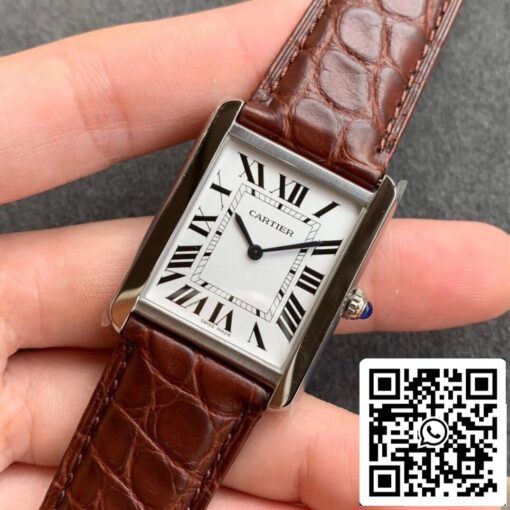 Cartier Tank WSTA0028 1:1 Best Edition K11 Factory Brown Strap US Replica Watch